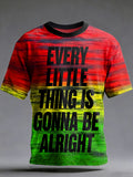 Men's Reggae Printed Vintage Fashion Loose Short Sleeve T-Shirt