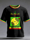 Men's Reggae Printed Vintage Fashion Loose Short Sleeve T-Shirt