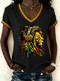 Women's Reggae Print Casual T-shirt