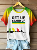 Women's Reggae Printed Vintage Fashion Loose Short Sleeve T-Shirt
