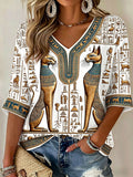 Women's Ancient Egypt Bastet V-Neck T-Shirts