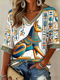 Women's Ancient Egypt Bastet V-Neck T-Shirts