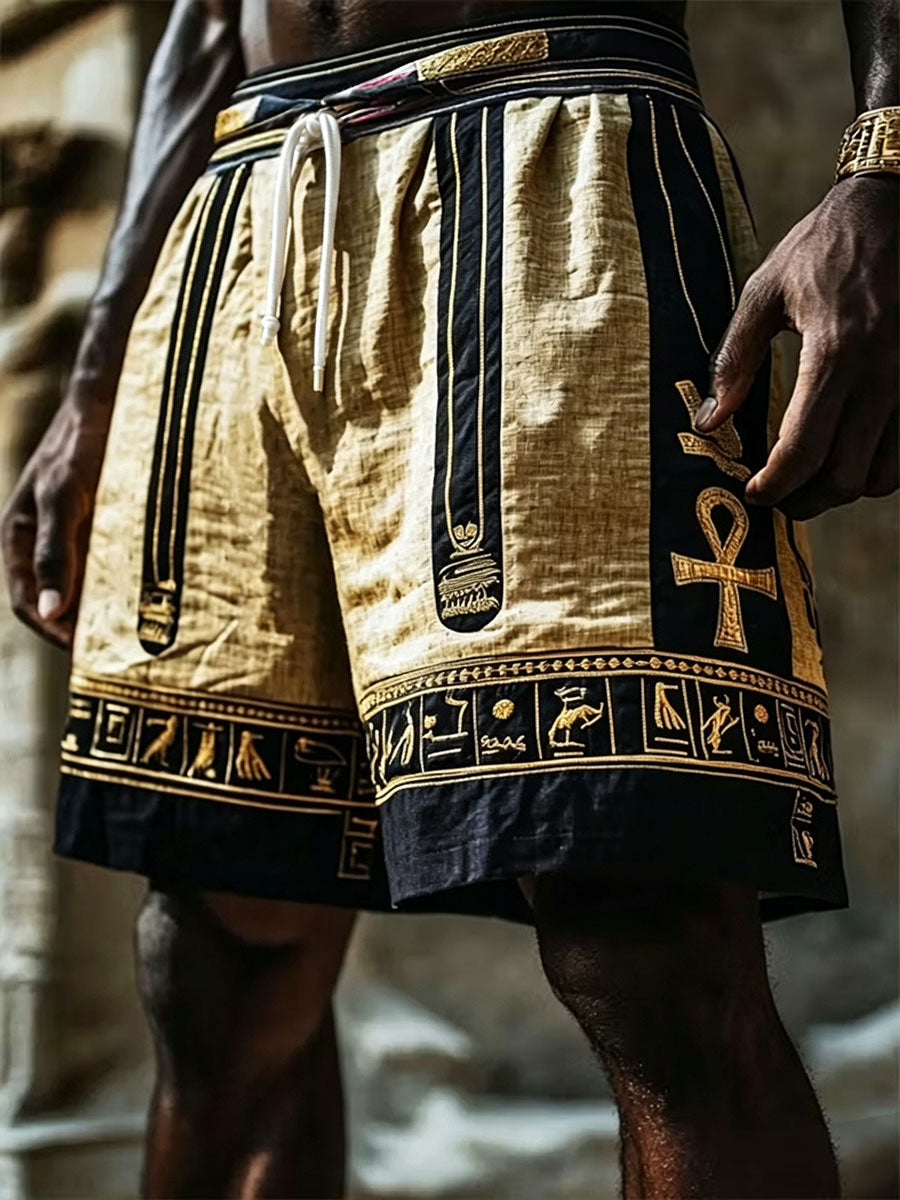 Men's Ancient Egyptian Art Print Casual Shorts