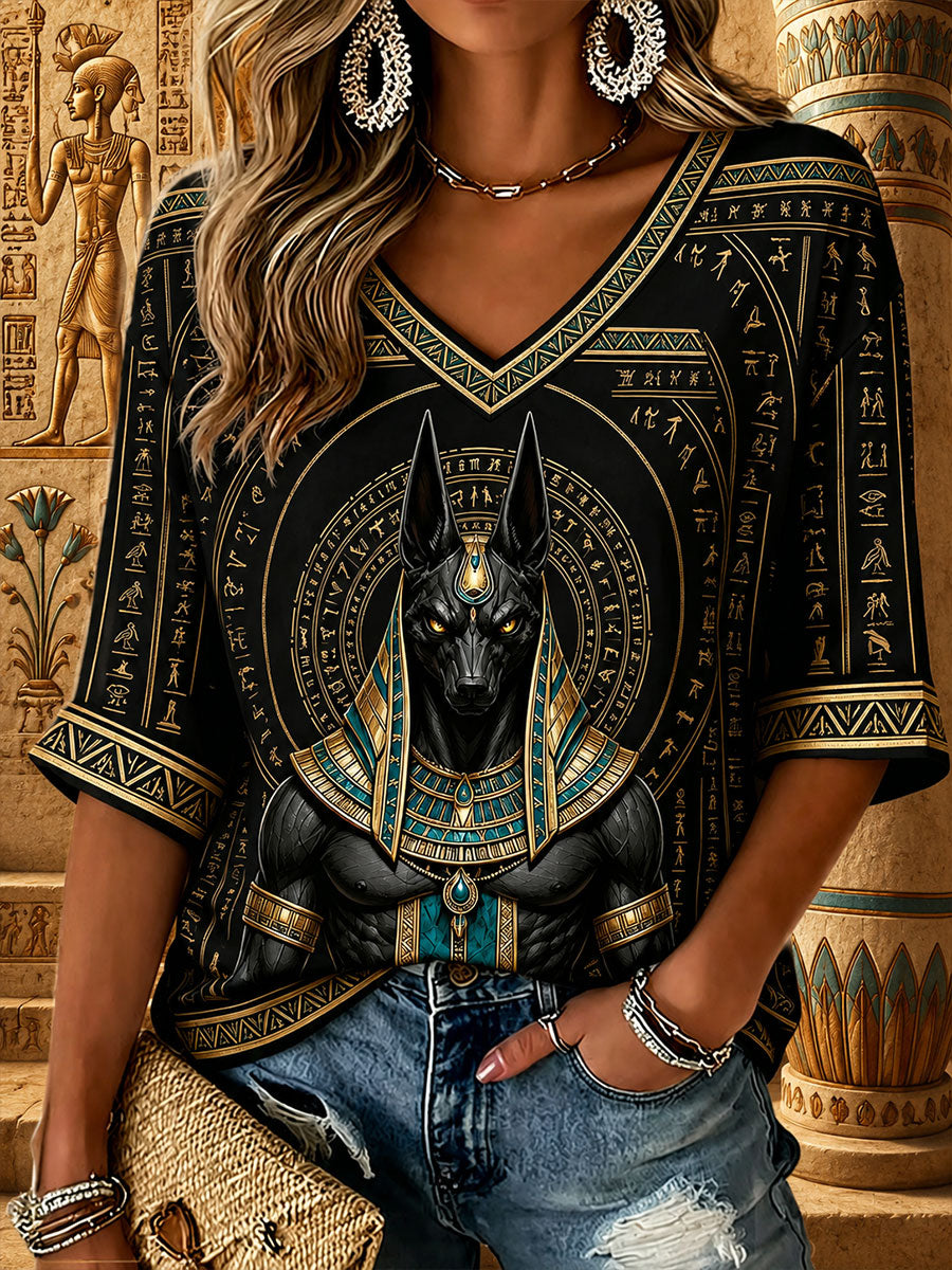 Women's Ancient Egyptian Anubis V-Neck T-Shirts