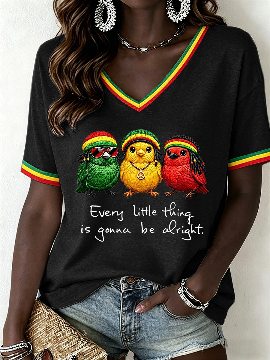 Women's Reggae Music V-Neck T-Shirt