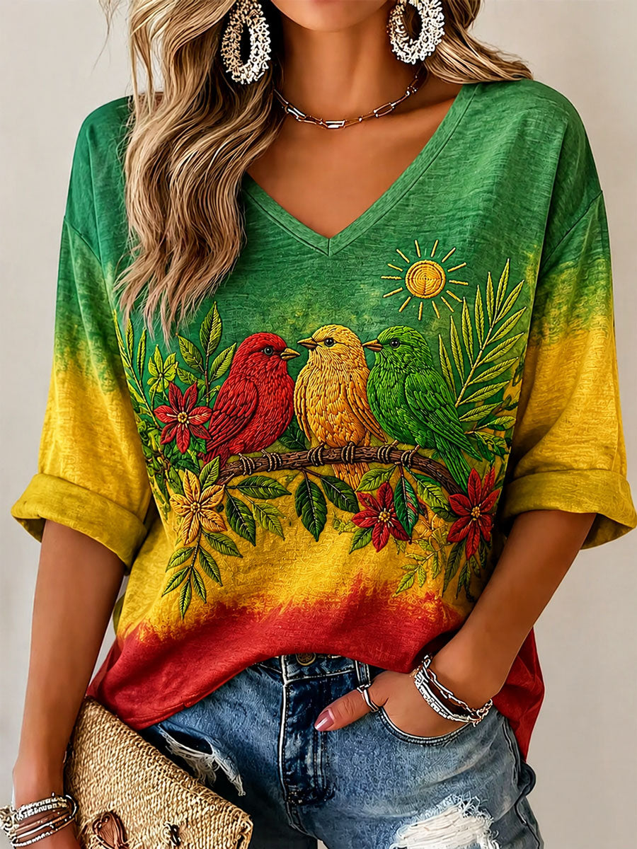 Women's 'Every Little Thing Is Gonna Be Alright' Printed Casual T-Shirt