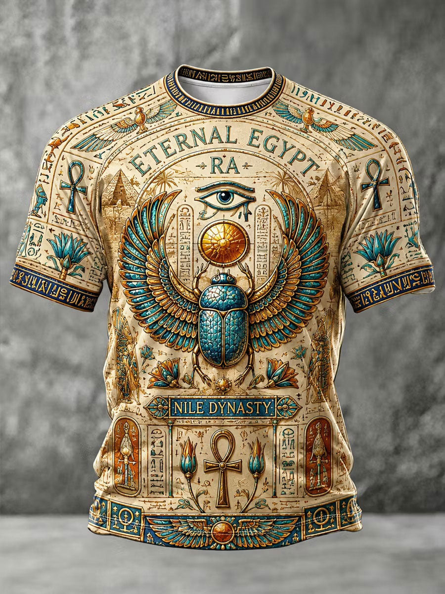 Men's Ancient Egyptian Art Print Casual T-Shirt