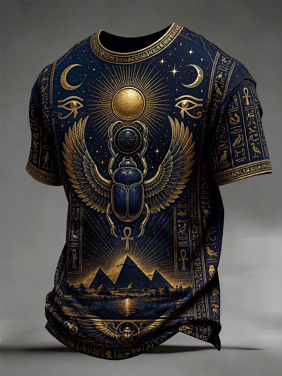 Men's Ancient Egyptian Art Print Casual T-Shirt