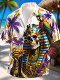 Retro Ancient Egyptian Art Print Casual Resort Style Shirt
