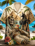 Retro Ancient Egyptian Art Print Casual Resort Style Shirt