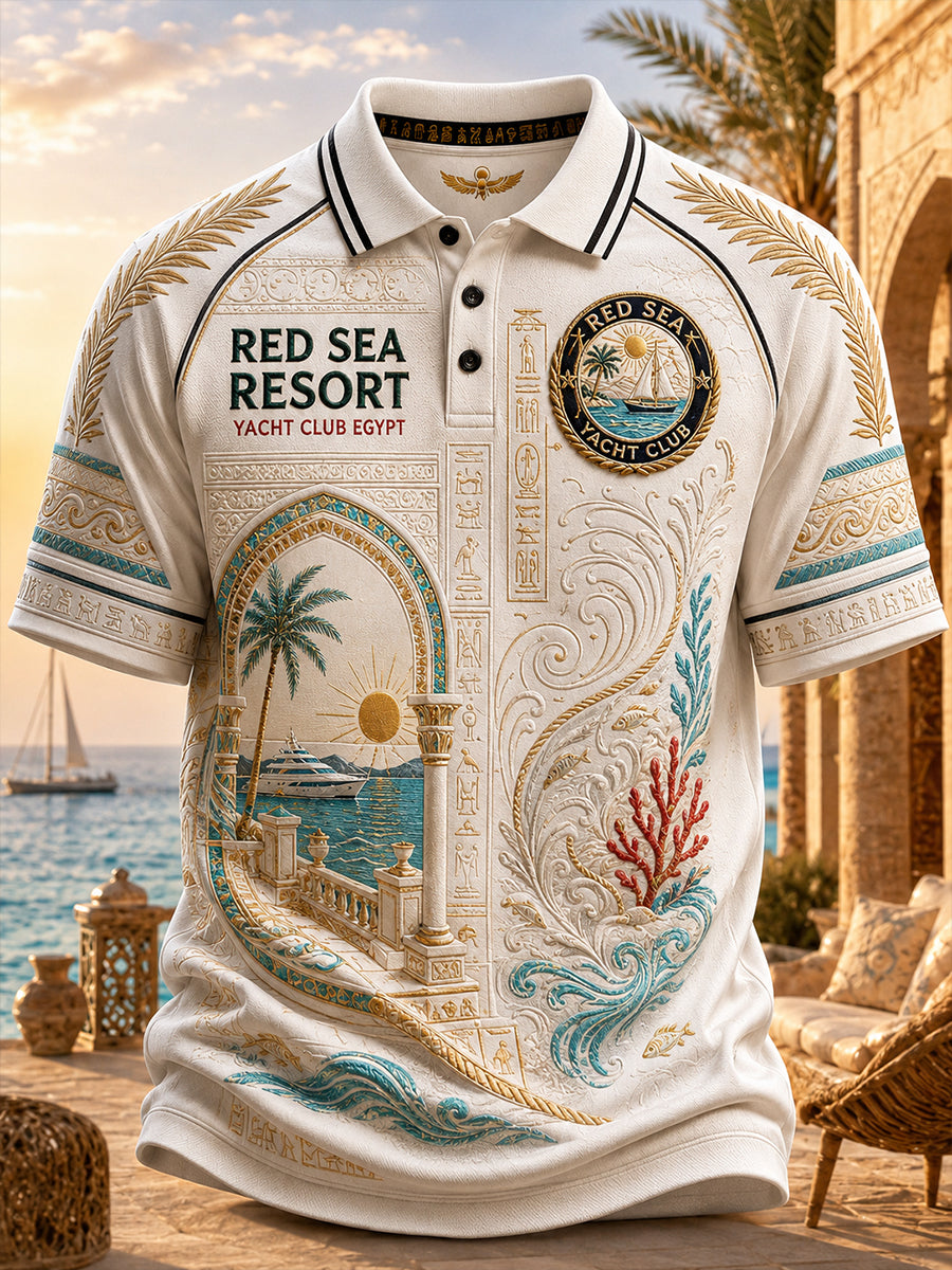 Retro Ancient Egyptian Art Print Casual Vacation Style Polo Shirt