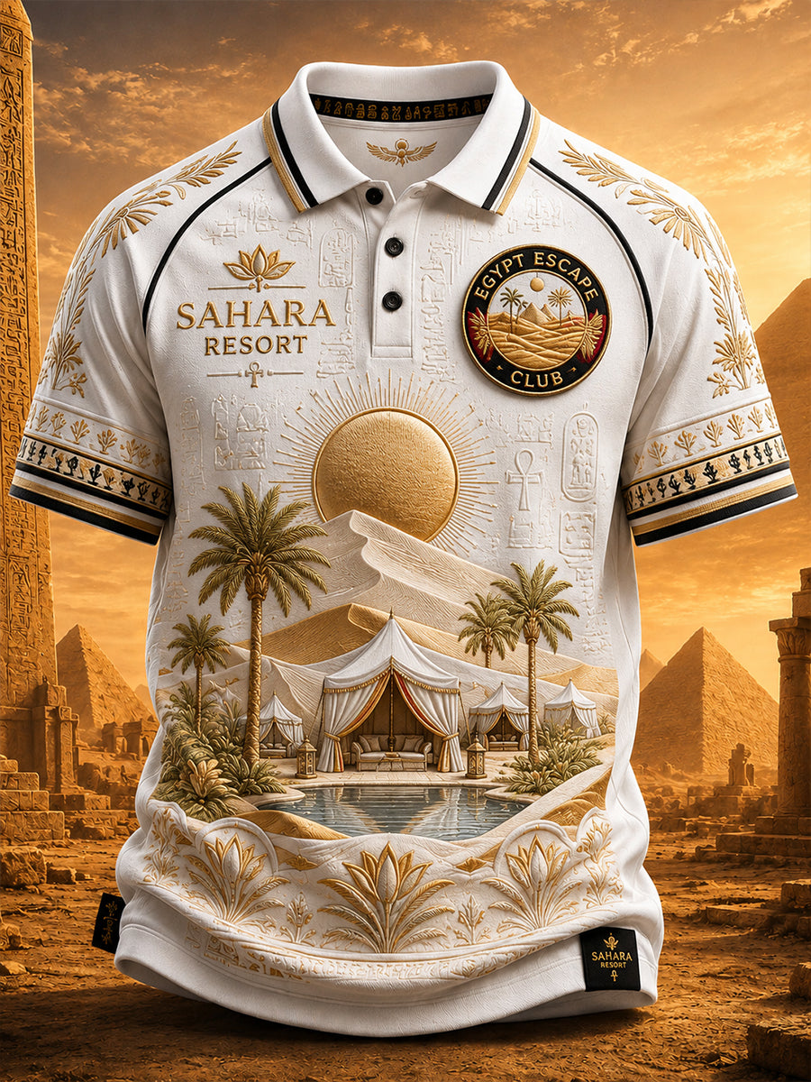 Retro Ancient Egyptian Art Print Casual Vacation Style Polo Shirt