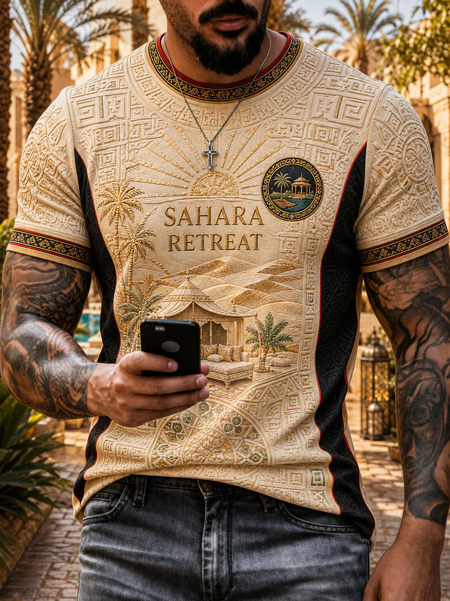Retro Ancient Egyptian Art Print Casual Vacation Style T-shirt