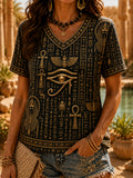 Casual T-Shirt With Vintage Egyptian Art Print