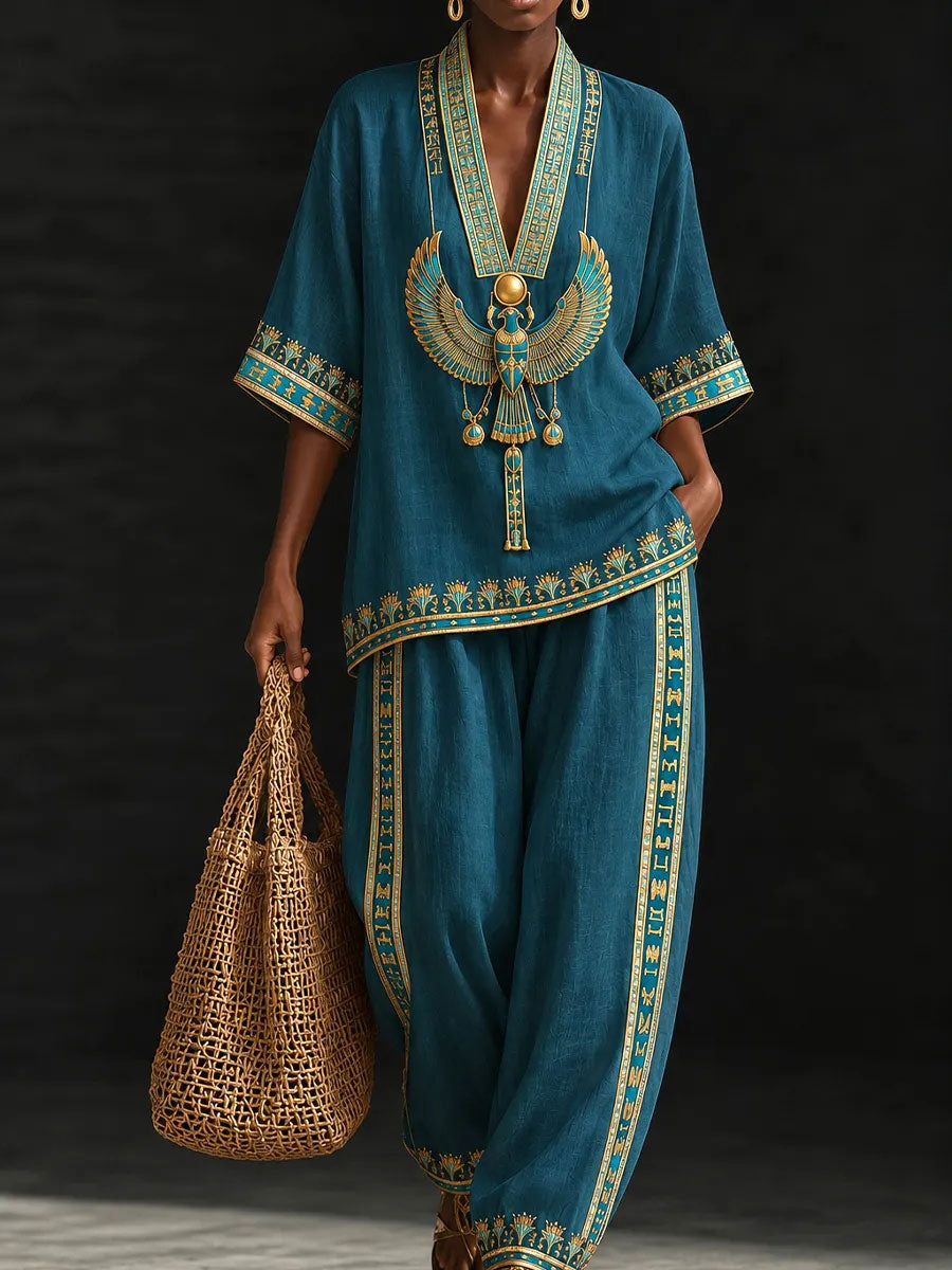Women's African Art Cotton Linen Set