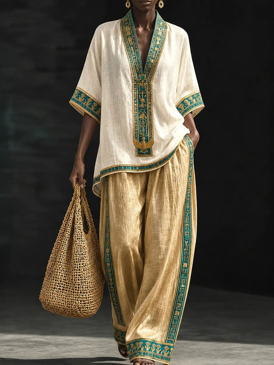 Women's African Art Cotton Linen Set