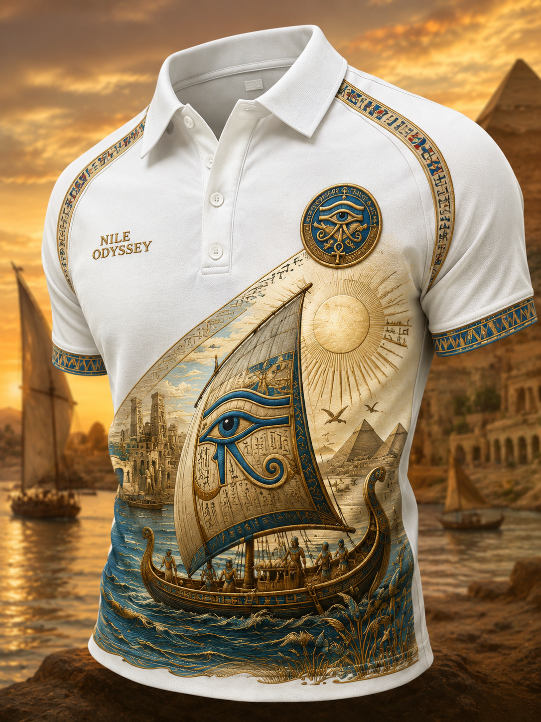 Men's Egyptian Civilization Art Print Polo Shirt