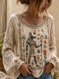 Women's Egyptian Civilization Cotton-Linen Shirt