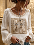 Women's Egyptian Civilization Cotton-Linen Shirt