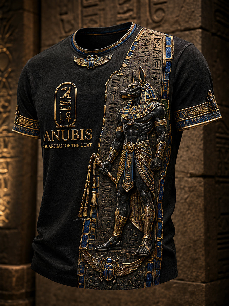 Casual T-Shirt With Vintage Ancient Egyptian Art Print