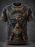 Casual T-Shirt With Vintage Ancient Egyptian Art Print