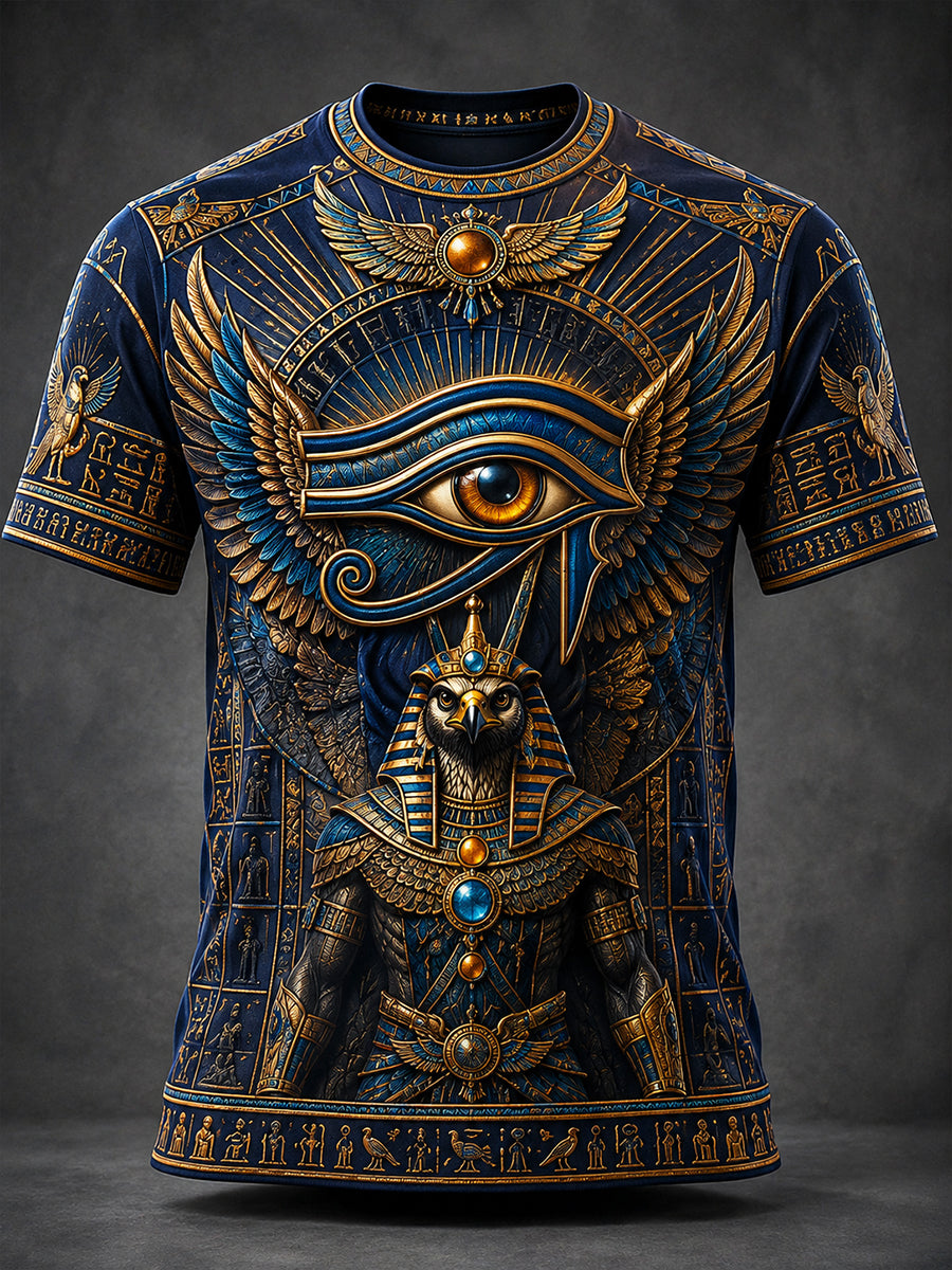 Casual T-Shirt With Vintage Ancient Egyptian Art Print