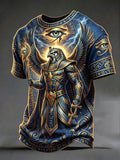 Casual T-Shirt With Vintage Ancient Egyptian Art Print