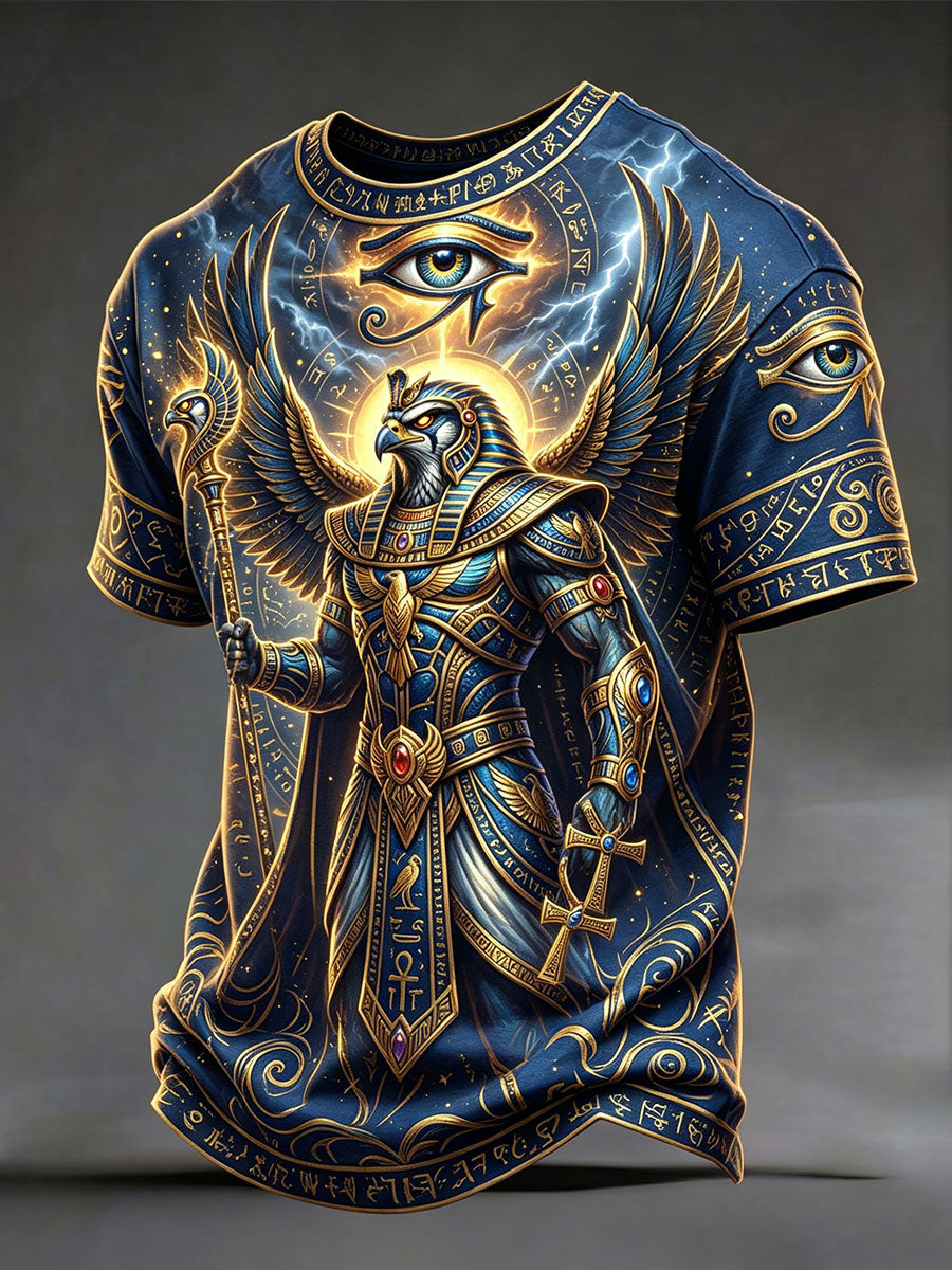 Casual T-Shirt With Vintage Ancient Egyptian Art Print