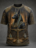 Casual T-Shirt With Vintage Ancient Egyptian Art Print
