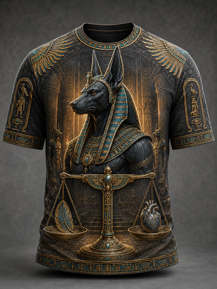 Casual T-Shirt With Vintage Ancient Egyptian Art Print
