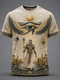 Casual T-Shirt With Vintage Ancient Egyptian Art Print