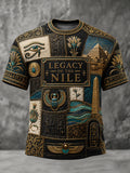 Casual T-Shirt With Vintage Ancient Egyptian Art Print