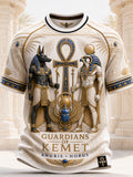 Casual T-Shirt With Vintage Ancient Egyptian Art Print