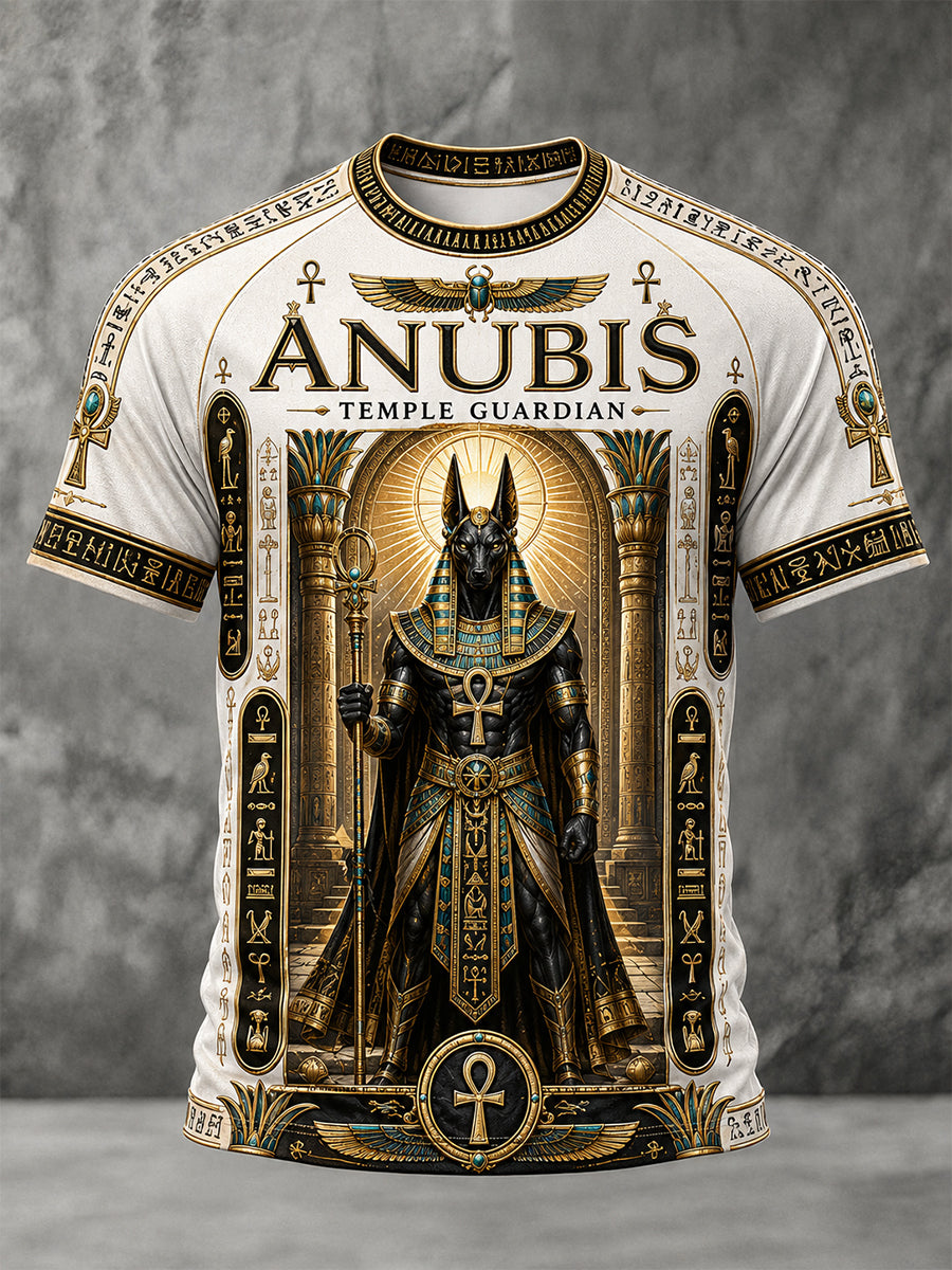 Casual T-Shirt With Vintage Ancient Egyptian Art Print