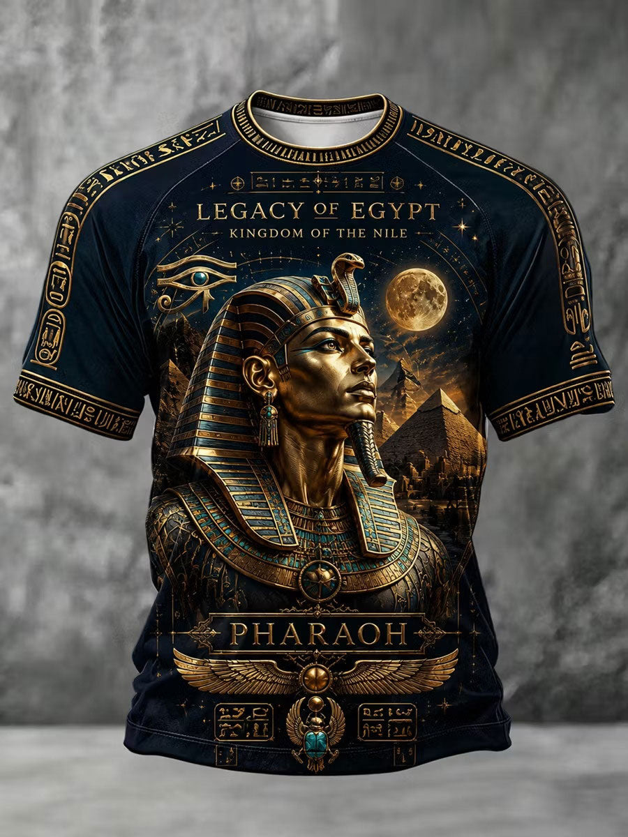 Casual T-Shirt With Vintage Ancient Egyptian Art Print