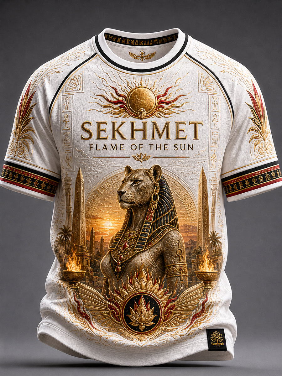 Casual T-Shirt With Vintage Ancient Egyptian Art Print