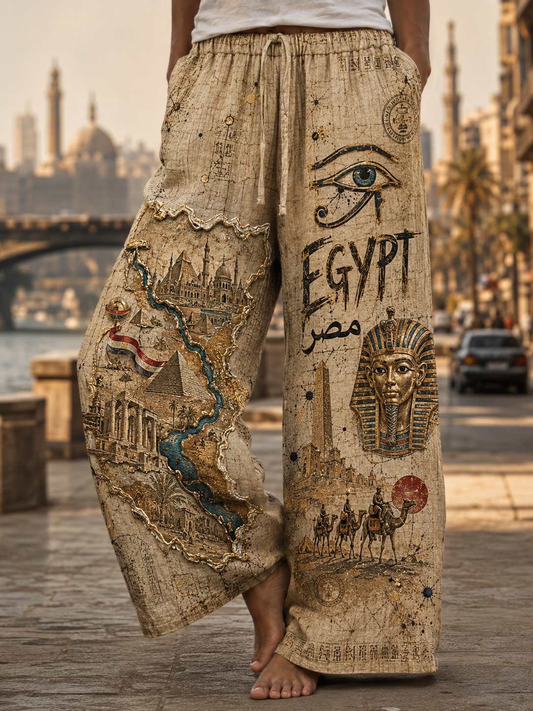 Women's Egyptian Culture Comfortable High Stretch Flared Pants