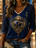 Women's Egyptian Civilization Linen Short-Sleeved T-Shirt