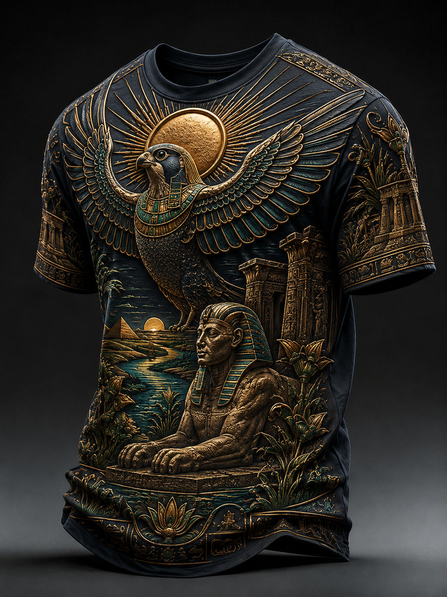 Men’s Ancient Egyptian Civilization Printed Casual Short-Sleeve T-Shirt