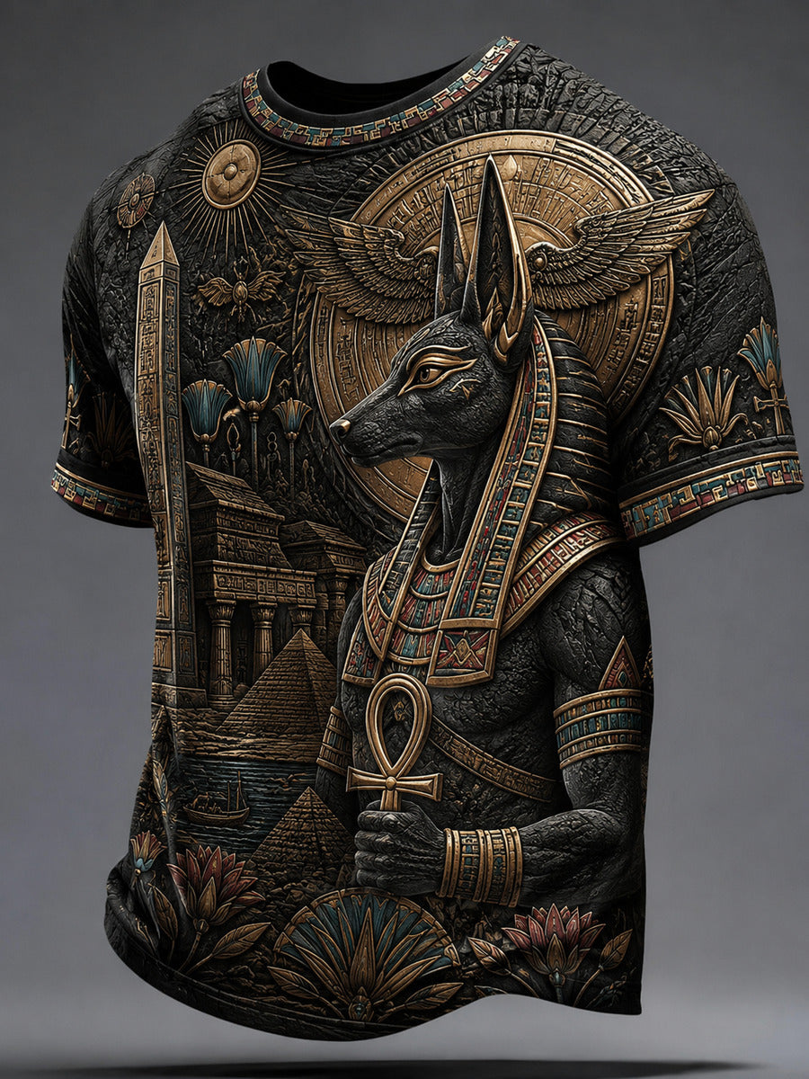 Men’s Ancient Egyptian Civilization Printed Casual Short-Sleeve T-Shirt