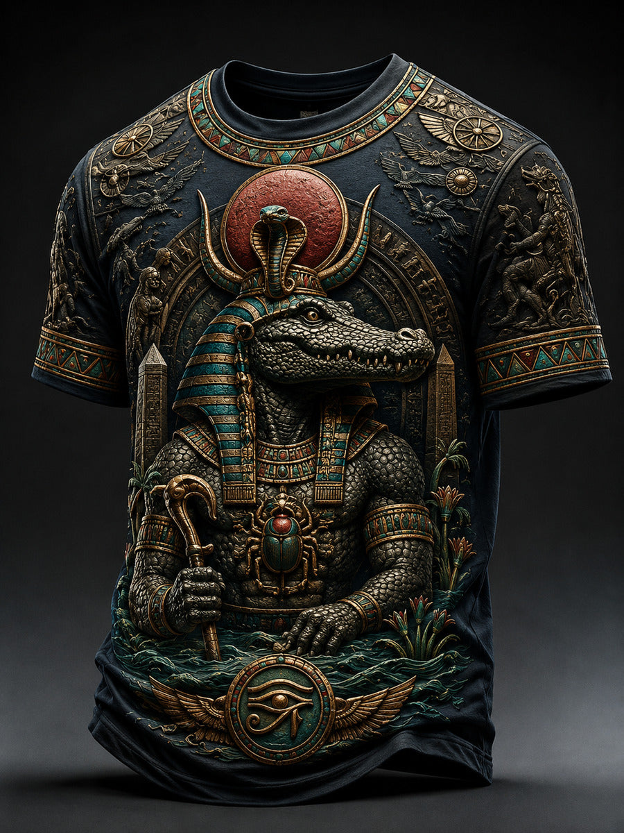 Men’s Ancient Egyptian Civilization Printed Casual Short-Sleeve T-Shirt