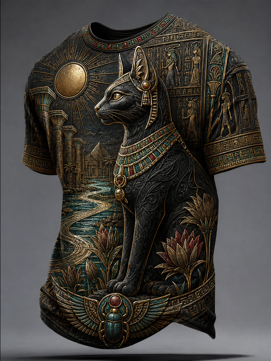 Men’s Ancient Egyptian Civilization Printed Casual Short-Sleeve T-Shirt