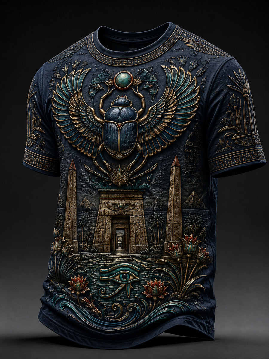 Men’s Ancient Egyptian Civilization Printed Casual Short-Sleeve T-Shirt