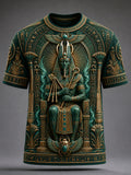 VintageStyle Casual T-Shirt With Ancient Egyptian Art Print