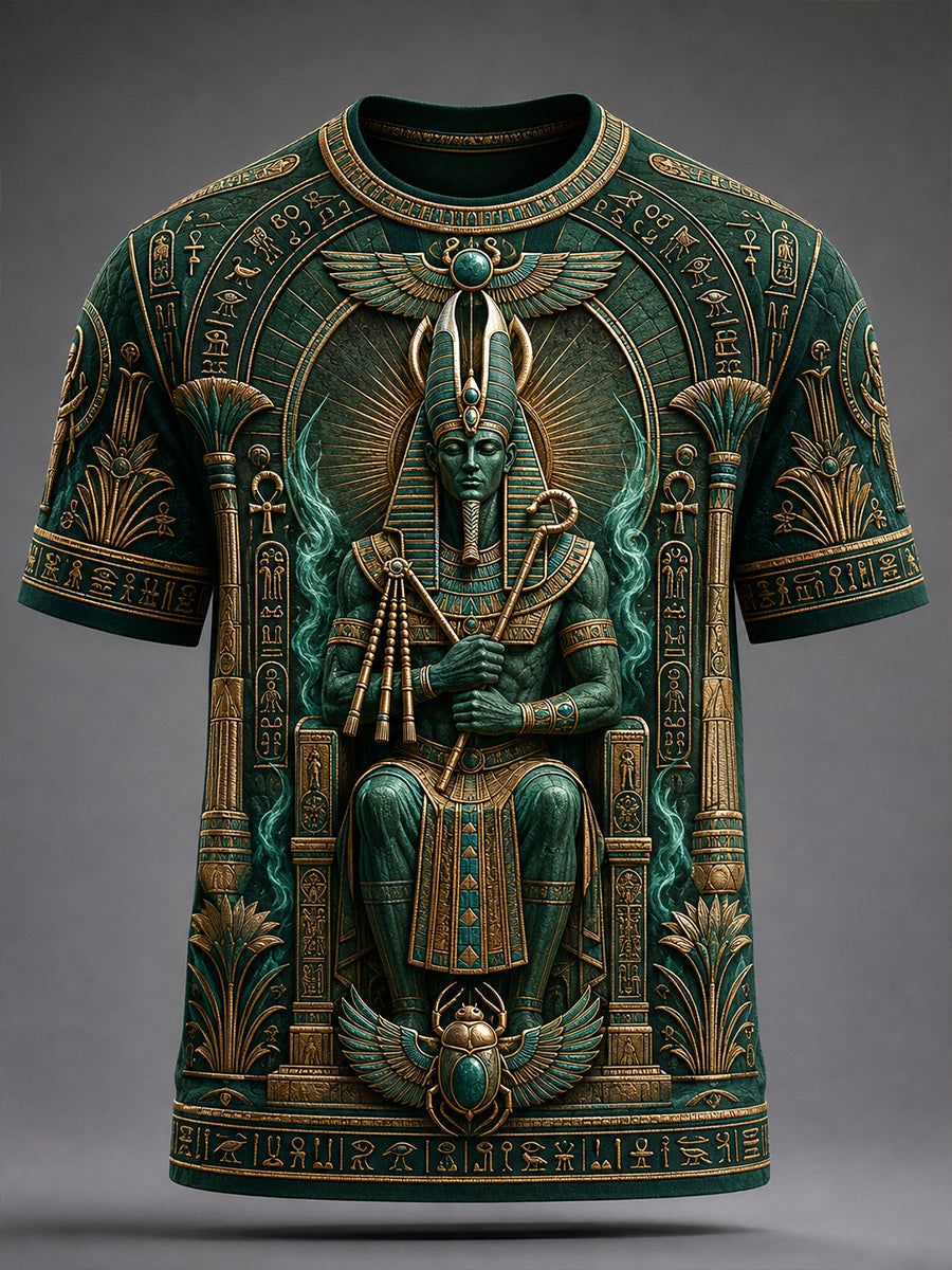 VintageStyle Casual T-Shirt With Ancient Egyptian Art Print