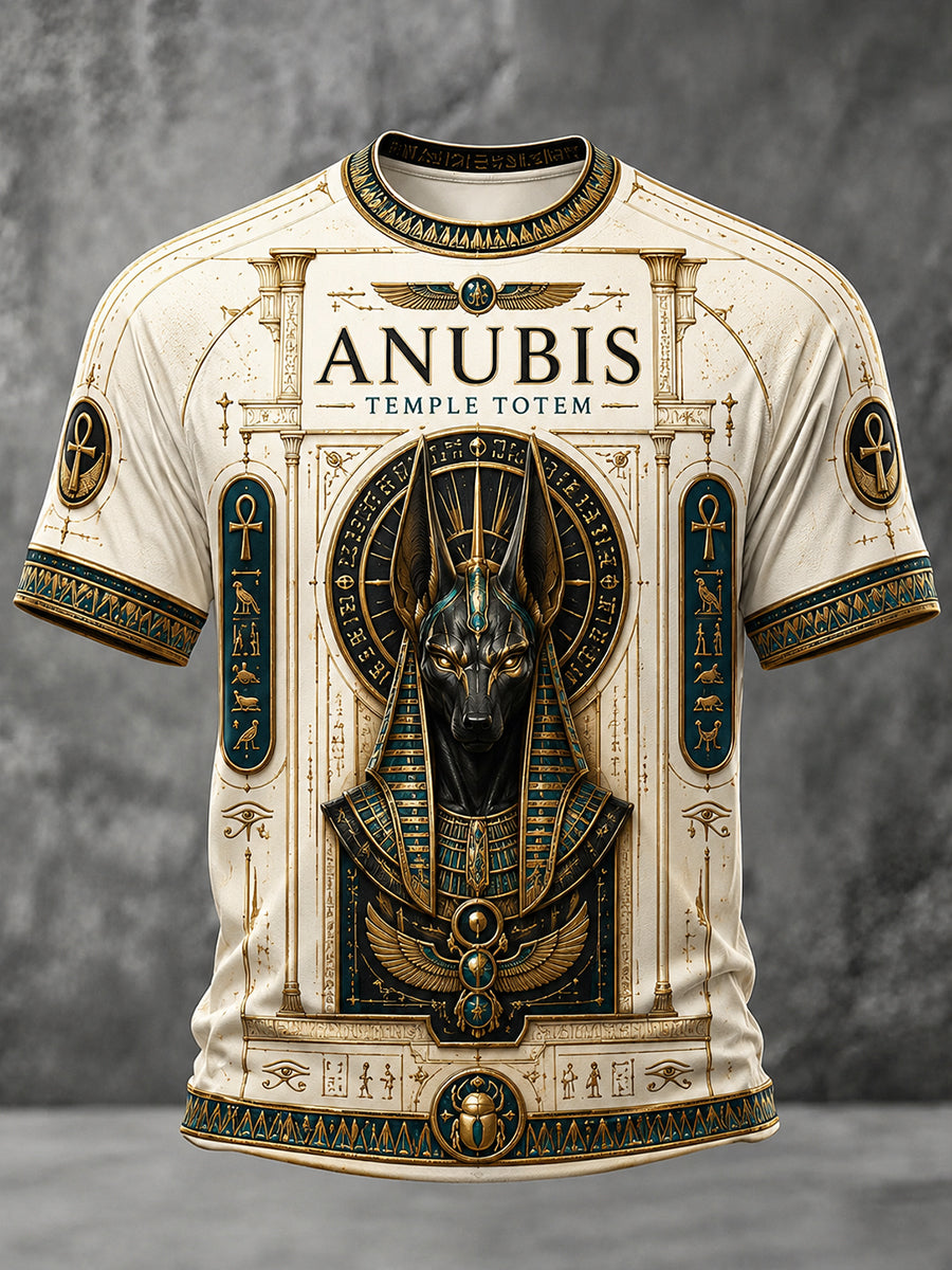 VintageStyle Casual T-Shirt With Ancient Egyptian Art Print
