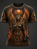 VintageStyle Casual T-Shirt With Ancient Egyptian Art Print