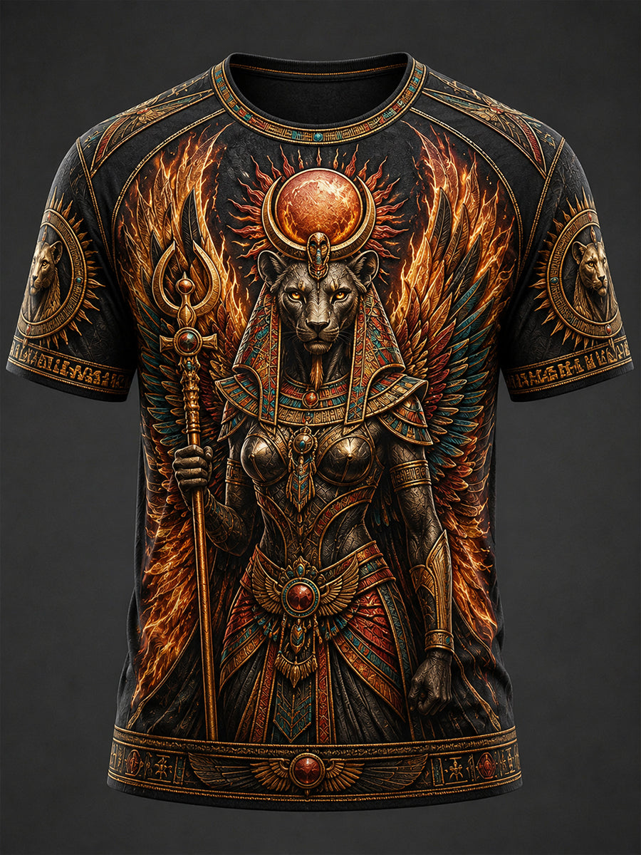 VintageStyle Casual T-Shirt With Ancient Egyptian Art Print