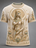 VintageStyle Casual T-Shirt With Ancient Egyptian Art Print