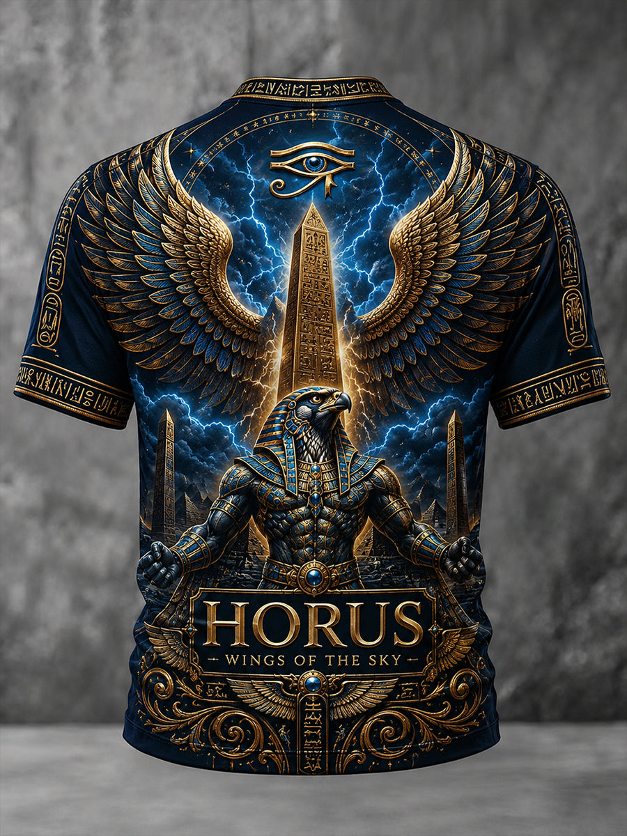 VintageStyle Casual T-Shirt With Ancient Egyptian Art Print